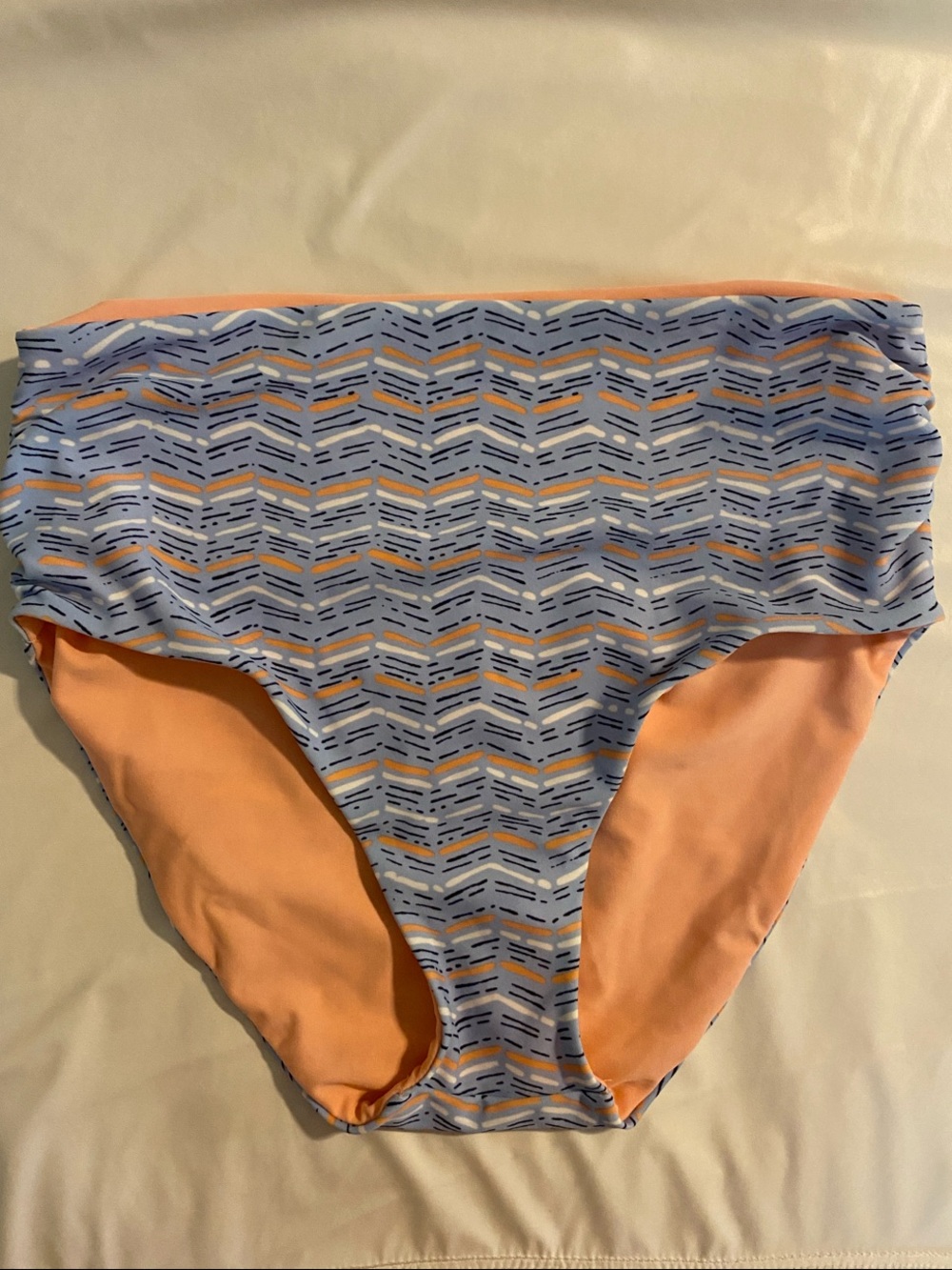 Reversible Swim high rise bottoms by Aerie in coral and light blue
